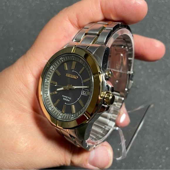 Mens Seiko Kinetic Watch 5M62-0AD0 Water Resistant 100m New Capacitor Working - Picture 15 of 16